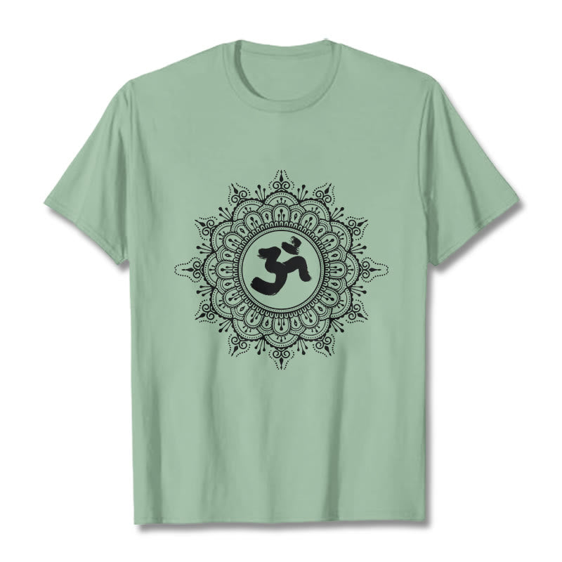 Buddha Stones Symmetry Mandala Om Symbol Pattern Tee Cotton T-shirt