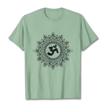 Buddha Stones Symmetry Mandala Om Symbol Pattern Tee Cotton T-shirt