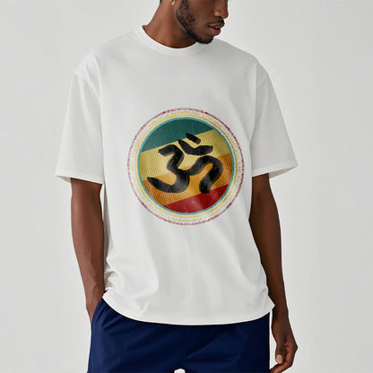 Buddha Stones Vibrant Color Simple Circular Mandala Pattern Om Symbol Tee Cotton T-shirt