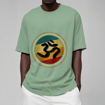 Buddha Stones Vibrant Color Simple Circular Mandala Pattern Om Symbol Tee Cotton T-shirt