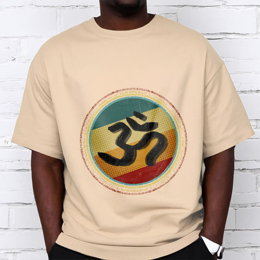 Buddha Stones Vibrant Color Simple Circular Mandala Pattern Om Symbol Tee Cotton T-shirt