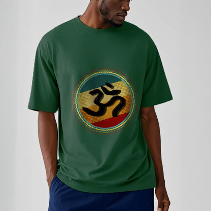 Buddha Stones Vibrant Color Simple Circular Mandala Pattern Om Symbol Tee Cotton T-shirt