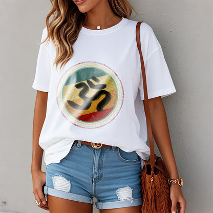 Buddha Stones Vibrant Color Simple Circular Mandala Pattern Om Symbol Tee Cotton T-shirt