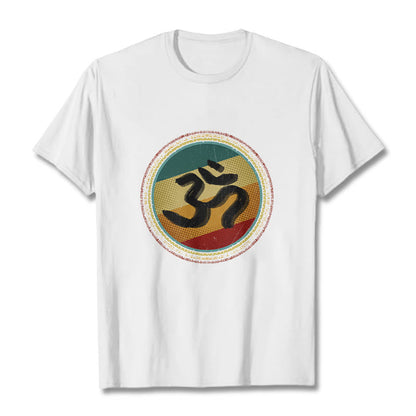 Buddha Stones Vibrant Color Simple Circular Mandala Pattern Om Symbol Tee Cotton T-shirt