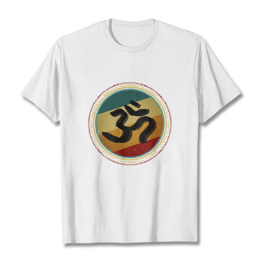 Buddha Stones Vibrant Color Simple Circular Mandala Pattern Om Symbol Tee Cotton T-shirt