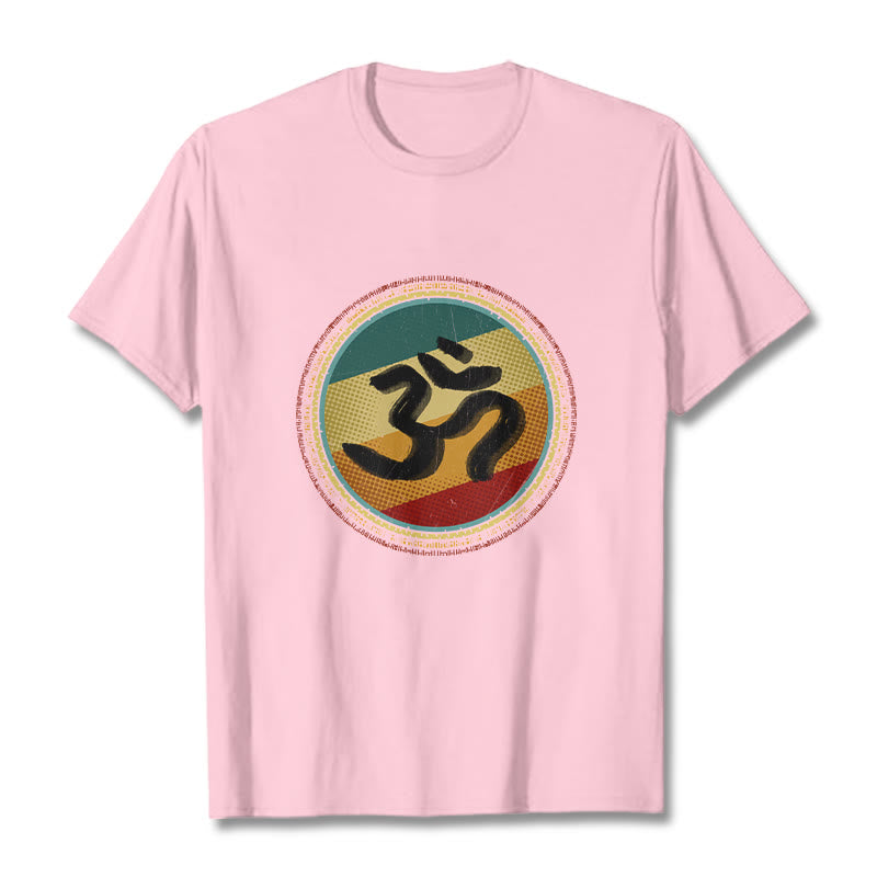 Buddha Stones Vibrant Color Simple Circular Mandala Pattern Om Symbol Tee Cotton T-shirt
