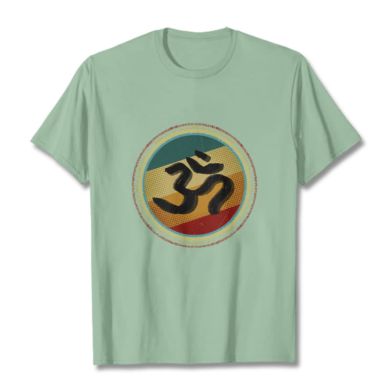 Buddha Stones Vibrant Color Simple Circular Mandala Pattern Om Symbol Tee Cotton T-shirt