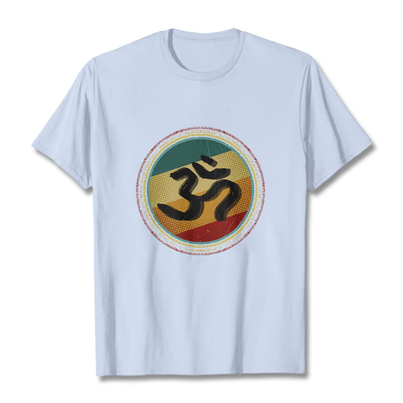 Buddha Stones Vibrant Color Simple Circular Mandala Pattern Om Symbol Tee Cotton T-shirt