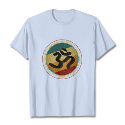 Buddha Stones Vibrant Color Simple Circular Mandala Pattern Om Symbol Tee Cotton T-shirt