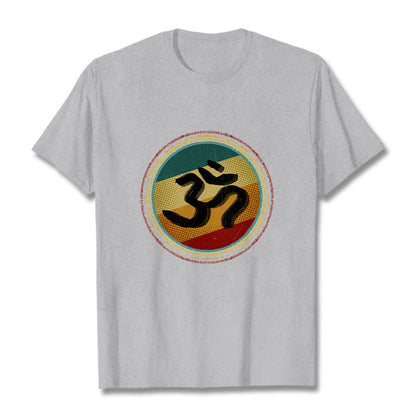 Buddha Stones Vibrant Color Simple Circular Mandala Pattern Om Symbol Tee Cotton T-shirt