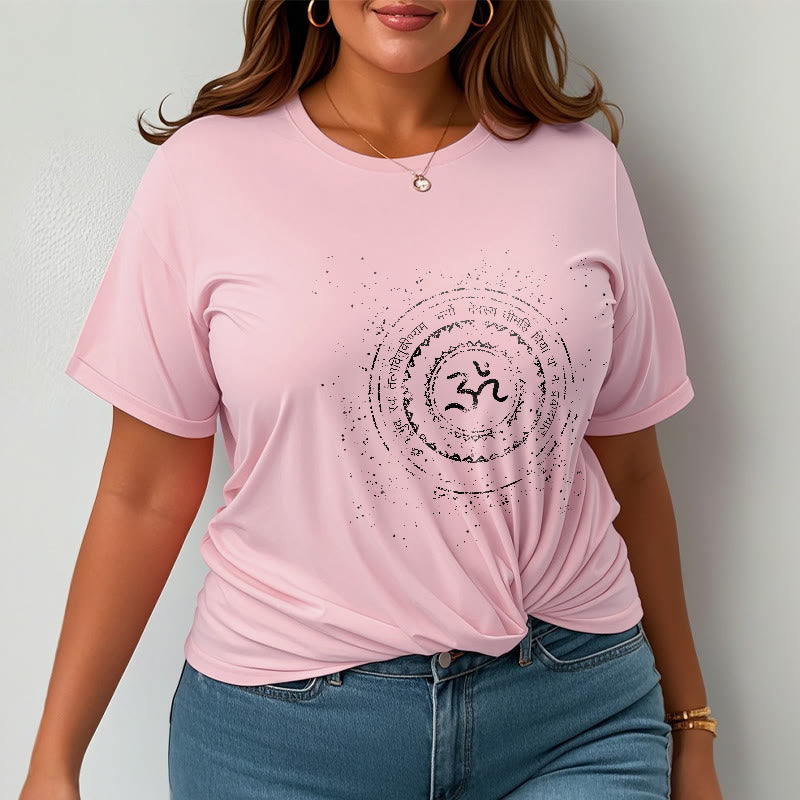 Buddha Stones Mandala Om Symbol Mantra Pattern Tee Cotton T-shirt