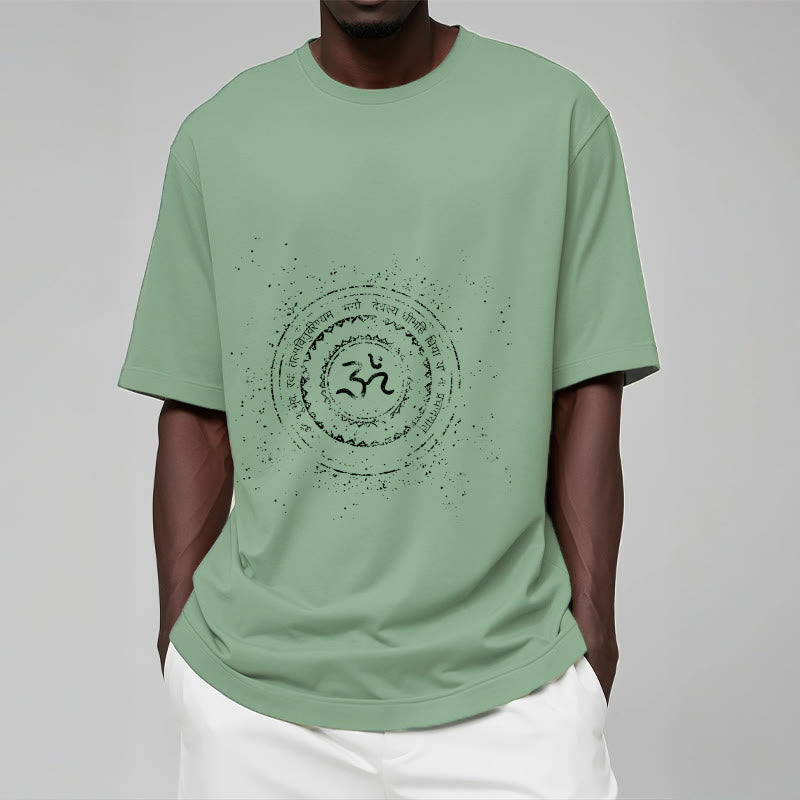 Buddha Stones Mandala Om Symbol Mantra Pattern Tee Cotton T-shirt