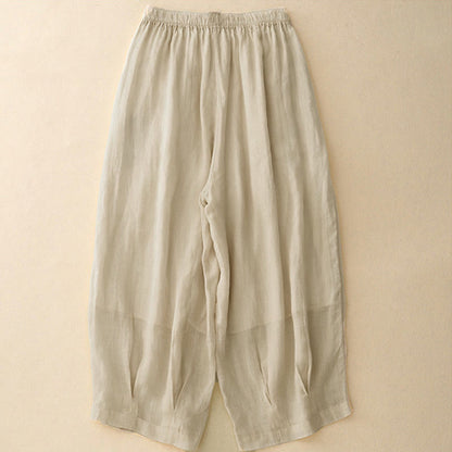 Buddha Stones Casual Loose Double Layer 7-8 Length Cropped Pants Women's Pants With Pockets