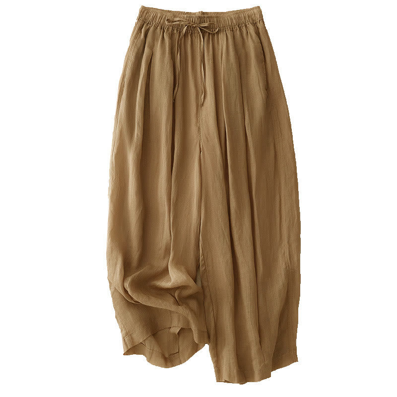 Buddha Stones Casual Loose Double Layer 7-8 Length Cropped Pants Women's Pants With Pockets