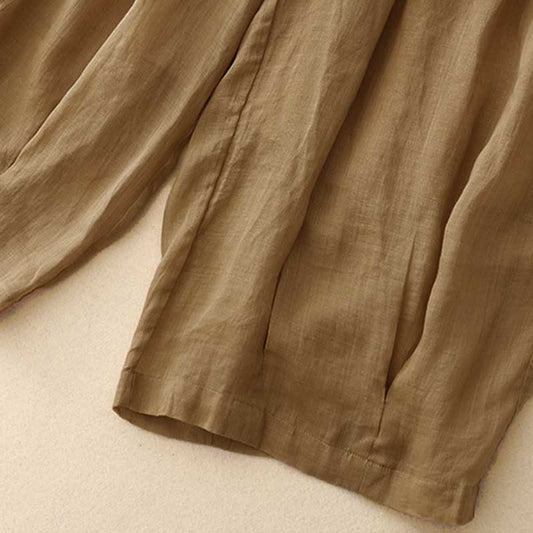 Buddha Stones Casual Loose Double Layer 7-8 Length Cropped Pants Women's Pants With Pockets