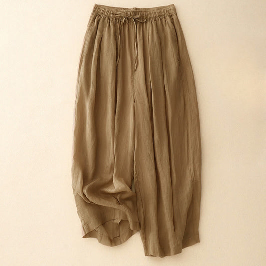 Buddha Stones Casual Loose Double Layer 7-8 Length Cropped Pants Women's Pants With Pockets