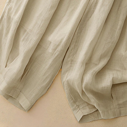 Buddha Stones Casual Loose Double Layer 7-8 Length Cropped Pants Women's Pants With Pockets