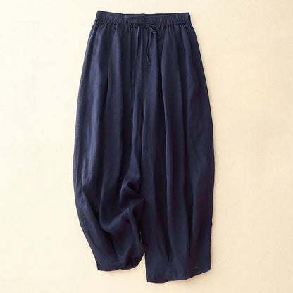 Buddha Stones Casual Loose Double Layer 7-8 Length Cropped Pants Women's Pants With Pockets