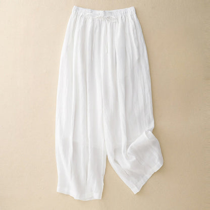 Buddha Stones Casual Loose Double Layer 7-8 Length Cropped Pants Women's Pants With Pockets