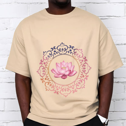 Buddha Stones Mandala Pink Lotus Pattern Tee Cotton T-shirt