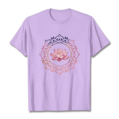 Buddha Stones Mandala Pink Lotus Pattern Tee Cotton T-shirt