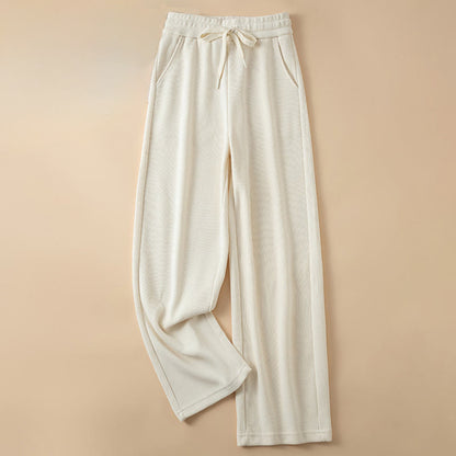 Buddha Stones Women's Fall Pure Color Wide Leg Cotton Pants With Pockets