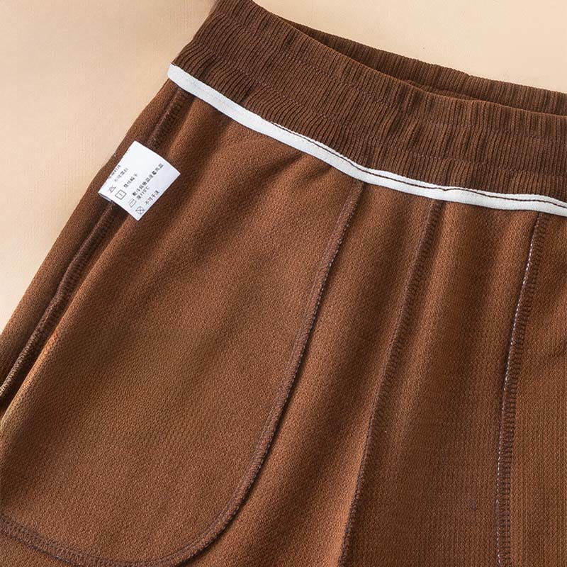 Buddha Stones Women's Fall Pure Color Wide Leg Cotton Pants With Pockets