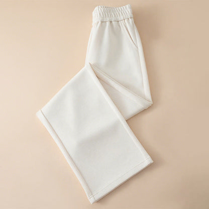 Buddha Stones Women's Plain High Waist Design Wide Leg Cotton Pants With Pockets