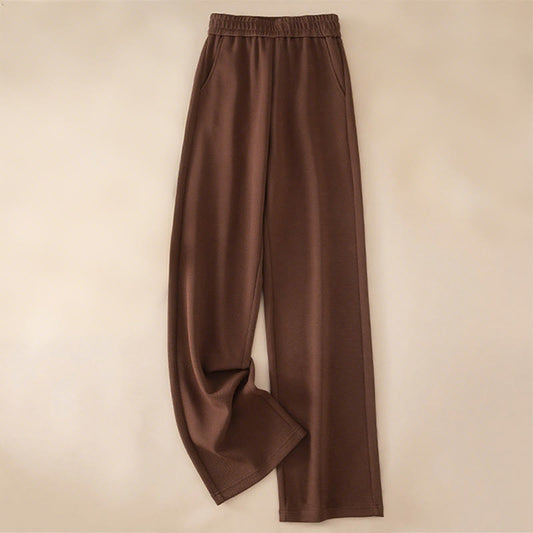 Buddha Stones Women's Plain High Waist Design Wide Leg Cotton Pants With Pockets