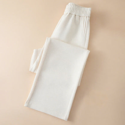 Buddha Stones Women's Plain High Waist Design Wide Leg Cotton Pants With Pockets