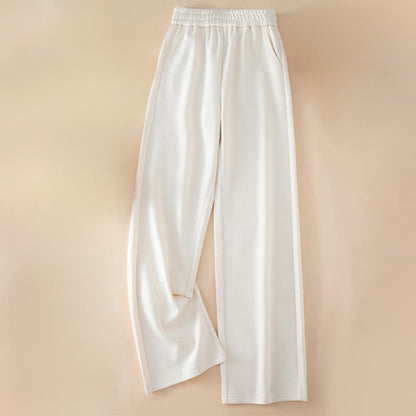 Buddha Stones Women's Plain High Waist Design Wide Leg Cotton Pants With Pockets