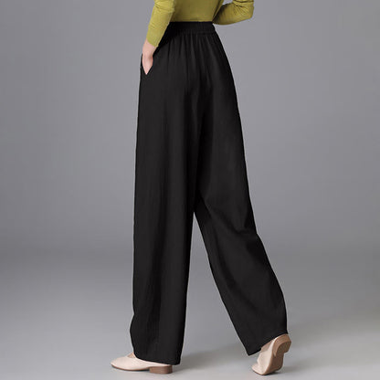 Buddha Stones Women's Casual Vintage Plain Drawstring Carrot Design Cotton Linen Pants With Pockets