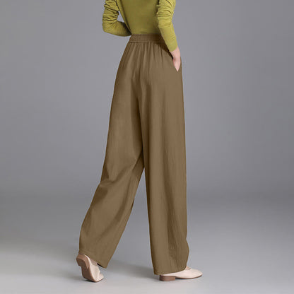 Buddha Stones Women's Casual Vintage Plain Drawstring Carrot Design Cotton Linen Pants With Pockets