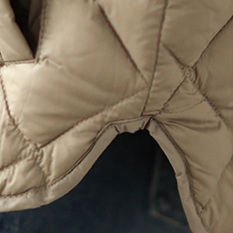 Buddha Stones Women's Fall Long Sleeve Diamond Quilted Design Cotton Thermal Jacket With Pockets