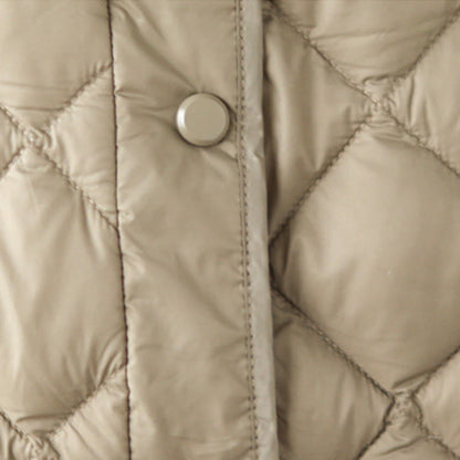 Buddha Stones Women's Fall Long Sleeve Diamond Quilted Design Cotton Thermal Jacket With Pockets