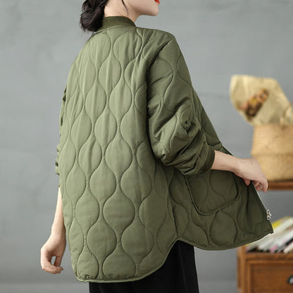 Buddha Stones Women's Plain Zipper Design Cotton Long Sleeve Jacket With Pockets