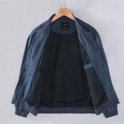 Buddha Stones Winter Zipper Design Stand Collar Men's Cotton Linen Long Sleeve Jacket With Pockets