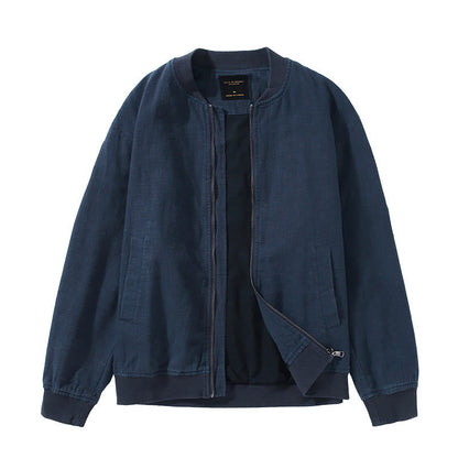 Buddha Stones Winter Zipper Design Stand Collar Men's Cotton Linen Long Sleeve Jacket With Pockets