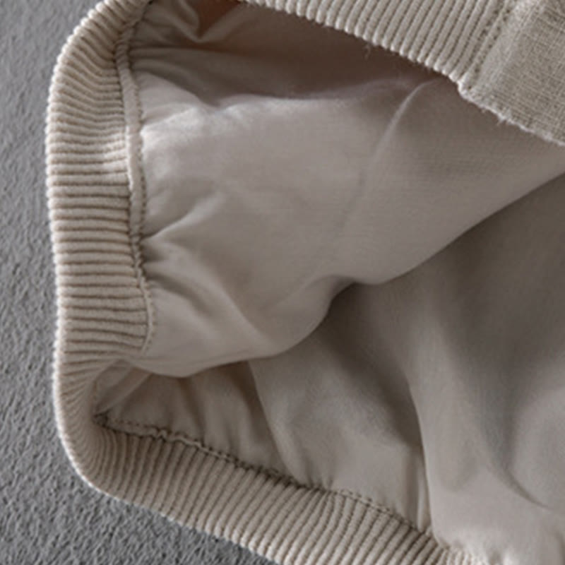 Buddha Stones Solid Color Ribbed Hem Long Sleeve Men's Cotton Linen Shirt With Pockets