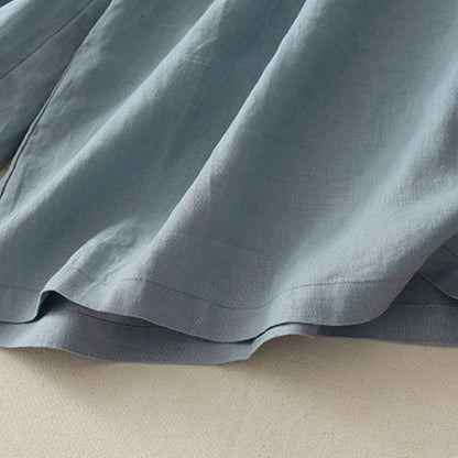 Buddha Stones Casual Plain Tucker Pleats Elastic Women's Polyester Wide Leg Pants With Pockets