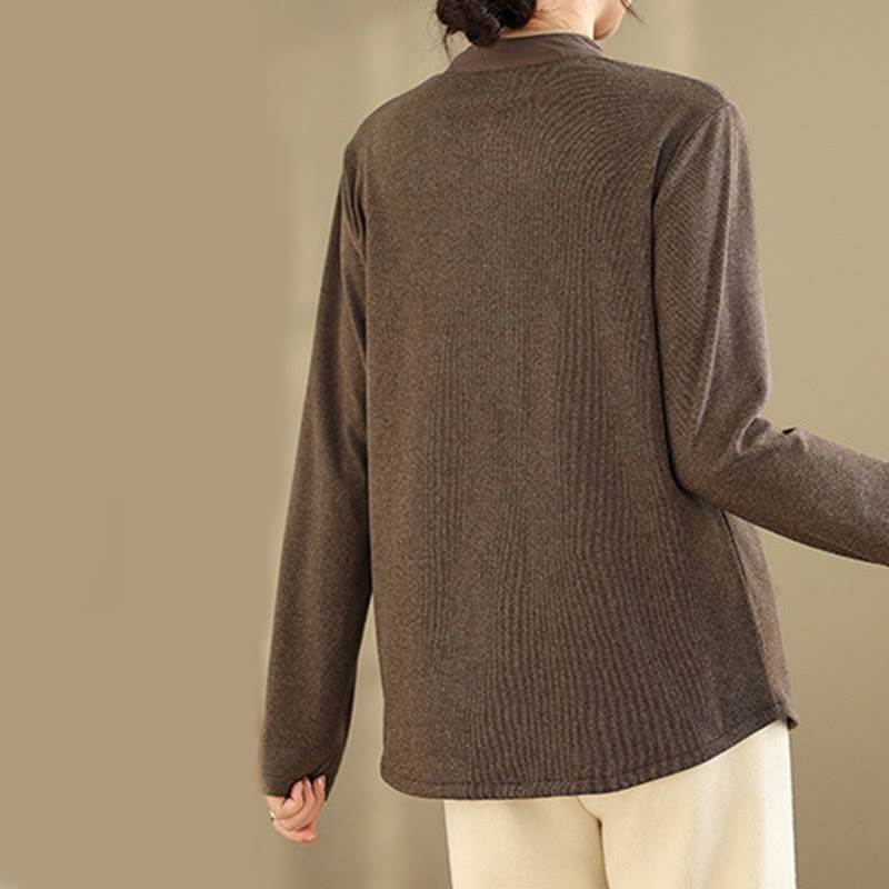 Buddha Stones Frog-button Cotton Women's Long Sleeve Shirt