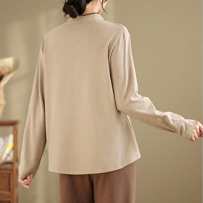 Buddha Stones Frog-button Cotton Women's Long Sleeve Shirt