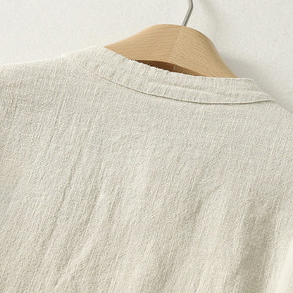 Buddha Stones Casual Plain Frog-buttons Cotton Women's Long Sleeve Shirt