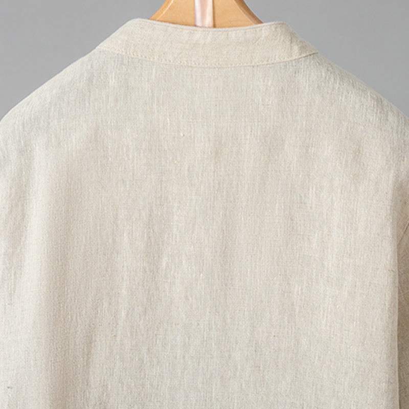 Buddha Stones Embroidery Flower Long Sleeve Frog-buttons Cotton Women's Shirt
