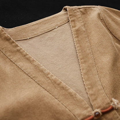 Buddha Stones Women's Cotton Long Sleeve Corduroy Jacket With Pockets