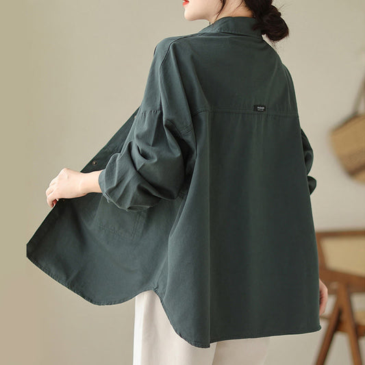 Buddha Stones Casual Solid Color Women's Long Sleeve Jacket With Pockets
