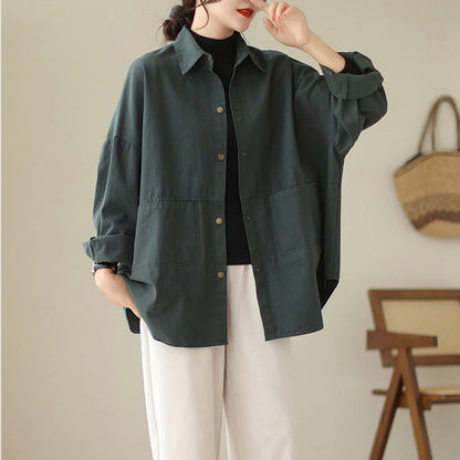 Buddha Stones Casual Solid Color Women's Long Sleeve Jacket With Pockets