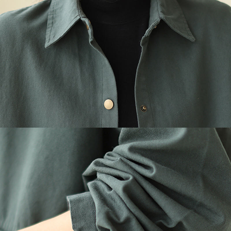 Buddha Stones Casual Solid Color Women's Long Sleeve Jacket With Pockets