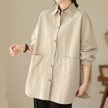 Buddha Stones Casual Solid Color Women's Long Sleeve Jacket With Pockets
