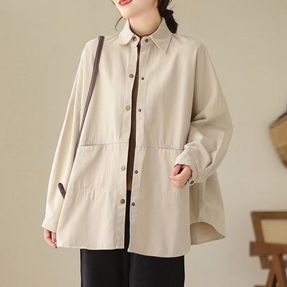 Buddha Stones Casual Solid Color Women's Long Sleeve Jacket With Pockets